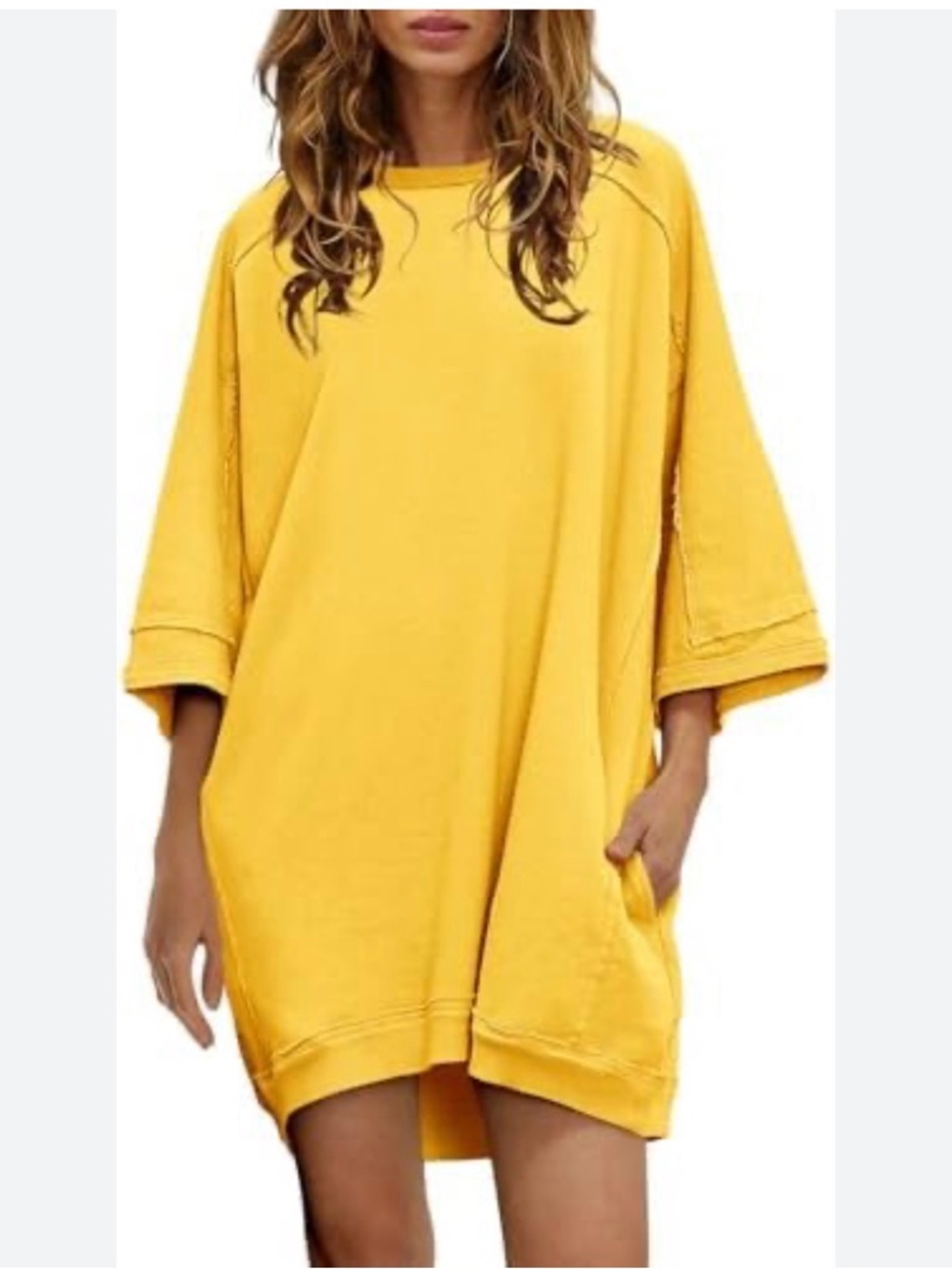 Oversized Yellow Sweatshirt Dress